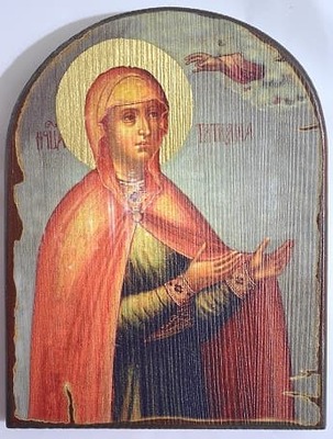 Татьяна Св.Муч. (тёмный фон), икона под старину JERUSALEM, арка (13 Х 17)