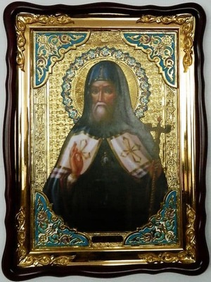 Митрофан Воронежский, Св.муч., в фигурном киоте, с багетом. Храмовая икона (60 Х 80)