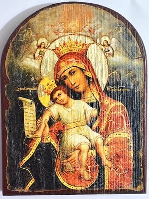 Достойно Есть Б.М., икона под старину JERUSALEM, арка (13 Х 17)
