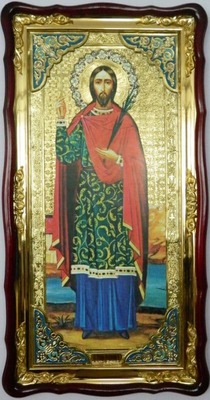 Иоанн Сочавский (рост), в фигурном киоте,с багетом. Большая Храмовая икона (61 х 112)
