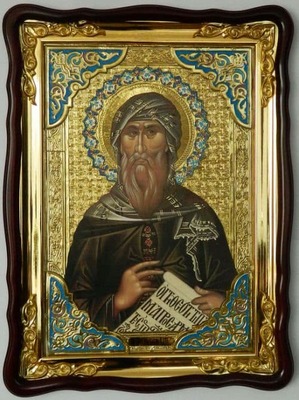 Иоанн Дамаскин, Св. муч, в фигурном киоте, с багетом. Храмовая икона (60 Х 80)