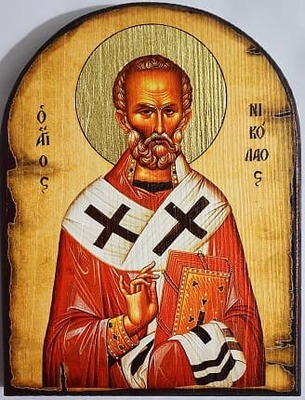 Николай Чудотворец (пояс), икона под старину JERUSALEM, арка (13 Х 17)