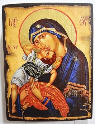 Взыграние Младенца Б.М., икона под старину JERUSALEM панорамная, с клиньями (13 Х 17)