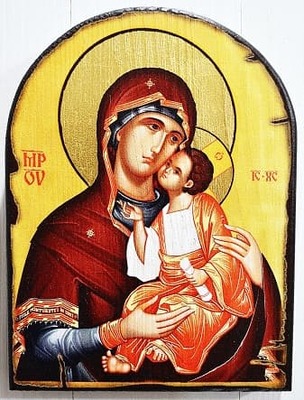 Успокаивающая Б.М., икона под старину JERUSALEM, арка (13 Х 17)