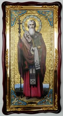 Мефодий (рост), в фигурном киоте, с багетом. Большая Храмовая икона (61 х 112)