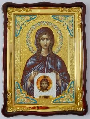 Вероника, Св.муч., (пояс), в фигурном киоте, с багетом. Храмовая икона (60 Х 80)