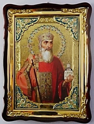 Святой Равноапостольный князь Владимир, в фигурном киоте, с багетом. Храмовая икона (60 Х 80)