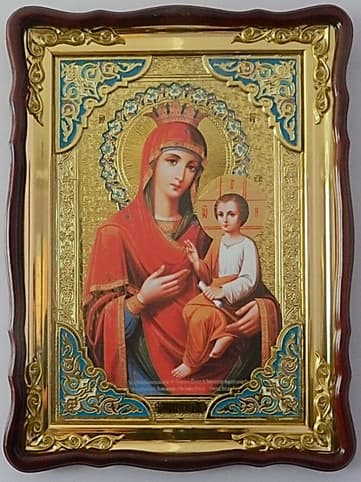 Скоропослушница Б.М., в фигурном киоте, с багетом. Храмовая икона (60 Х 80)