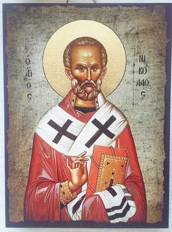 Николай Чудотворец (пояс), икона под старину JERUSALEM панорамная, с клиньями (13 Х 17)