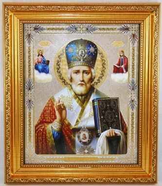 Николай Чудотворец в митре. Икона в багетной рамке 19 Х 22