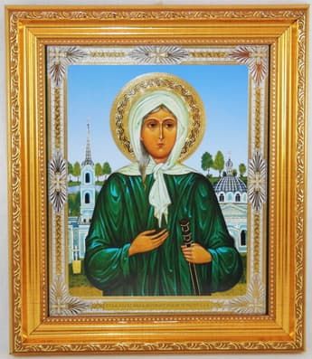 Ксения Петербургская (пояс). Икона в багетной рамке 19 х 22