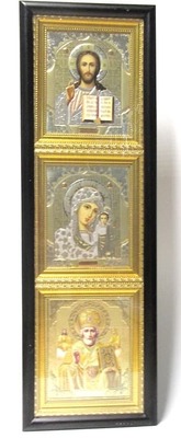 Иконостас домашний в киоте, тройной, вертикальный, 70 Х 22 см.