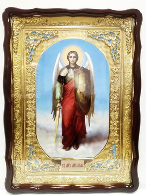 Арх. Михаил (рост), в фигурном киоте, с багетом. Храмовая икона 60 Х 80 см.