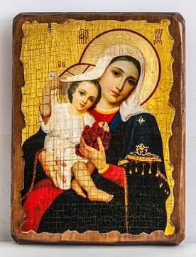 Покрывающая Б.М., икона под старину, сургуч (13 Х 17)
