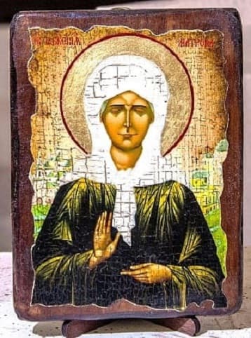Матрона Московская, икона под старину, на дереве (21х28)