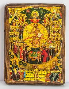 Собор всех святых, икона под старину, сургуч (13 Х 17)