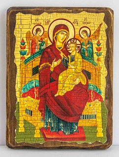 Всецарица Б.М.(светлый фон), икона под старину, сургуч (13 Х 17)