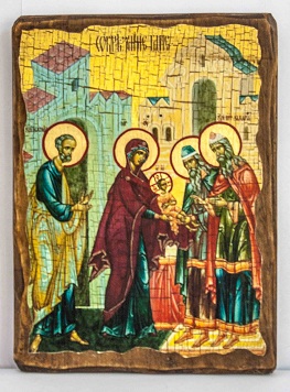 Обрезание Господне, икона под старину, сургуч (17 Х 23)