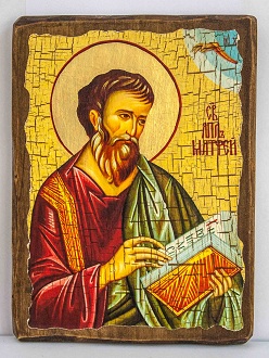 Апостол Матфей, икона под старину, сургуч (17 Х 23)