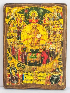 Собор всех святых, икона под старину, сургуч (17 Х 23)