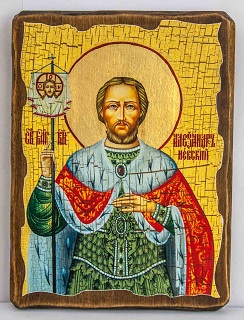 Александр Невский (пояс), икона под старину, сургуч (17 Х 23)