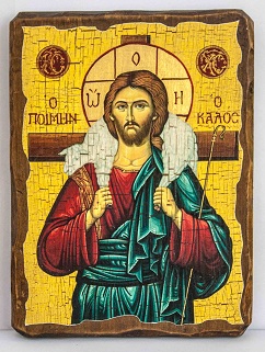 Добрый пастырь, икона под старину, сургуч (17 Х 23)