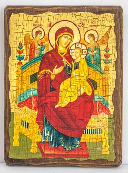 Всецарица Б.М. (светлый фон), икона под старину, сургуч (17 Х 23)