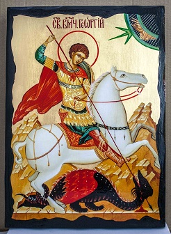 Георгий, убивающий змея, икона синайская, 30x42