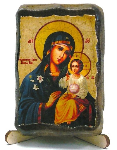 Неувядаемый Цвет Б.М., икона под старину, на дереве (8x10)