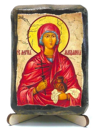 Мария Магдалина, икона под старину, на дереве (8x10)