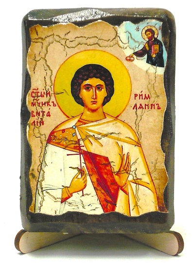 Виталий Св.Мч., икона под старину, на дереве (8x10)