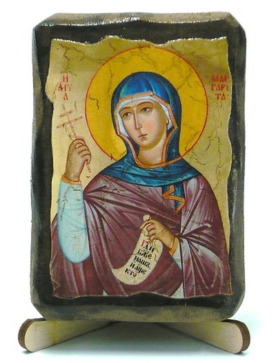 Маргарита, Св.Мч, икона под старину, на дереве (8x10)