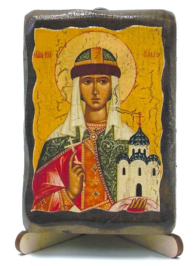 Ольга, Св. Княгиня, икона под старину, на дереве (8x10)
