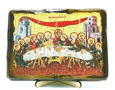 Тайная вечеря, икона под старину, на дереве (13х17)
