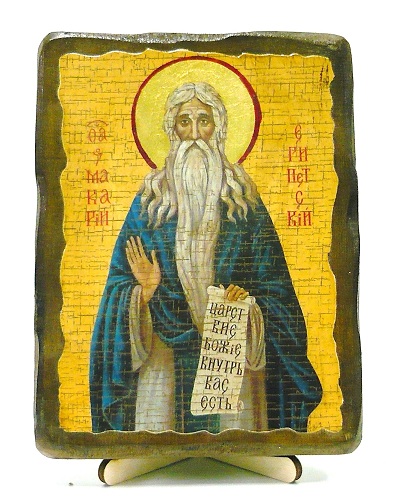 Макарий Египетский Великий, икона под старину, на дереве (13х17)