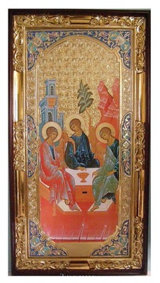 Троица (рост), с багетом. Большая Храмовая икона (58 х 110)