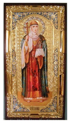 Ольга, Св.Р.Ап.Кн., (рост), с багетом. Большая Храмовая икона (58 х 110)
