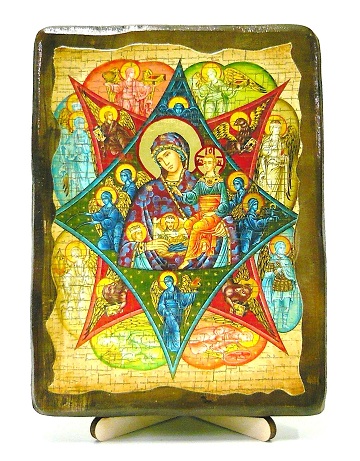 Неопалимая Купина Б.М., икона под старину, на дереве (13х17)