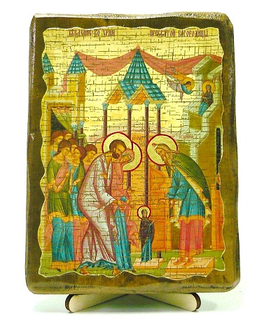 Введение во Храм Пресвятой Богородицы, икона под старину, на дереве (13х17)