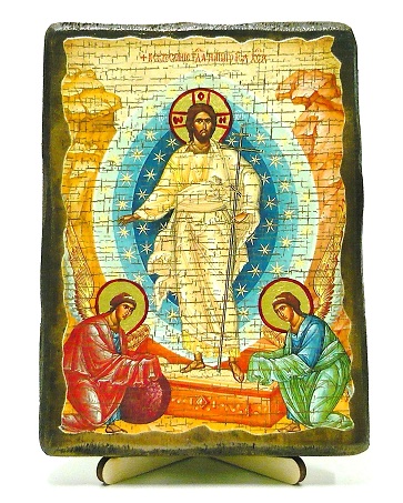 Воскресение Христово, икона под старину, на дереве (13х17)