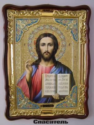 Спаситель, в фигурном киоте, с багетом. Храмовая икона (60 Х 80)