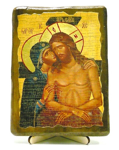 Не рыдай Мене, Мати, икона под старину, на дереве (13х17)