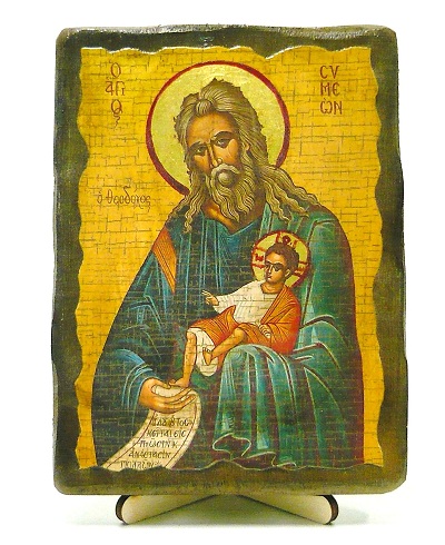 Симеон Богоприимец, икона под старину, на дереве (13х17)
