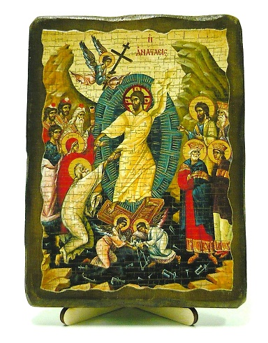 Сошесвие в ад, икона под старину, на дереве (13х17)