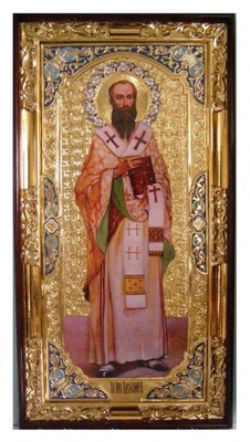 Василий, Преп. (рост), с багетом. Большая Храмовая икона (58 х 110)