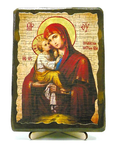 Почаевская Б.М., икона под старину, на дереве (13х17)