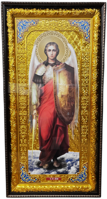 Михаил Арх. (рост). Храмовая икона в прямом композитном киоте, с багетом, 64 Х 125