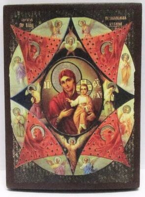Неопалимая Купина Б.М., икона под старину JERUSALEM панорамная, с клиньями (13 Х 17)