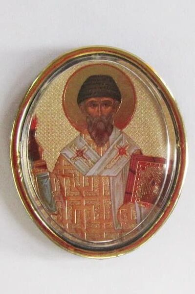 Спиридон Тримифунтский. Икона автомобильная овал