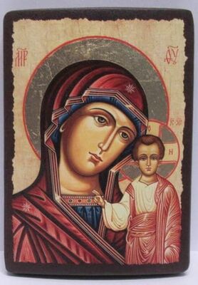 Казанская Б.М. (оплечная), икона под старину JERUSALEM прямая (13 Х 17)